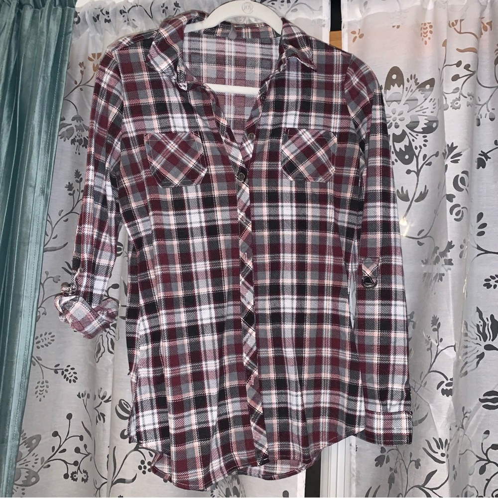 Vanity | size Medium | maroon and grey flannel